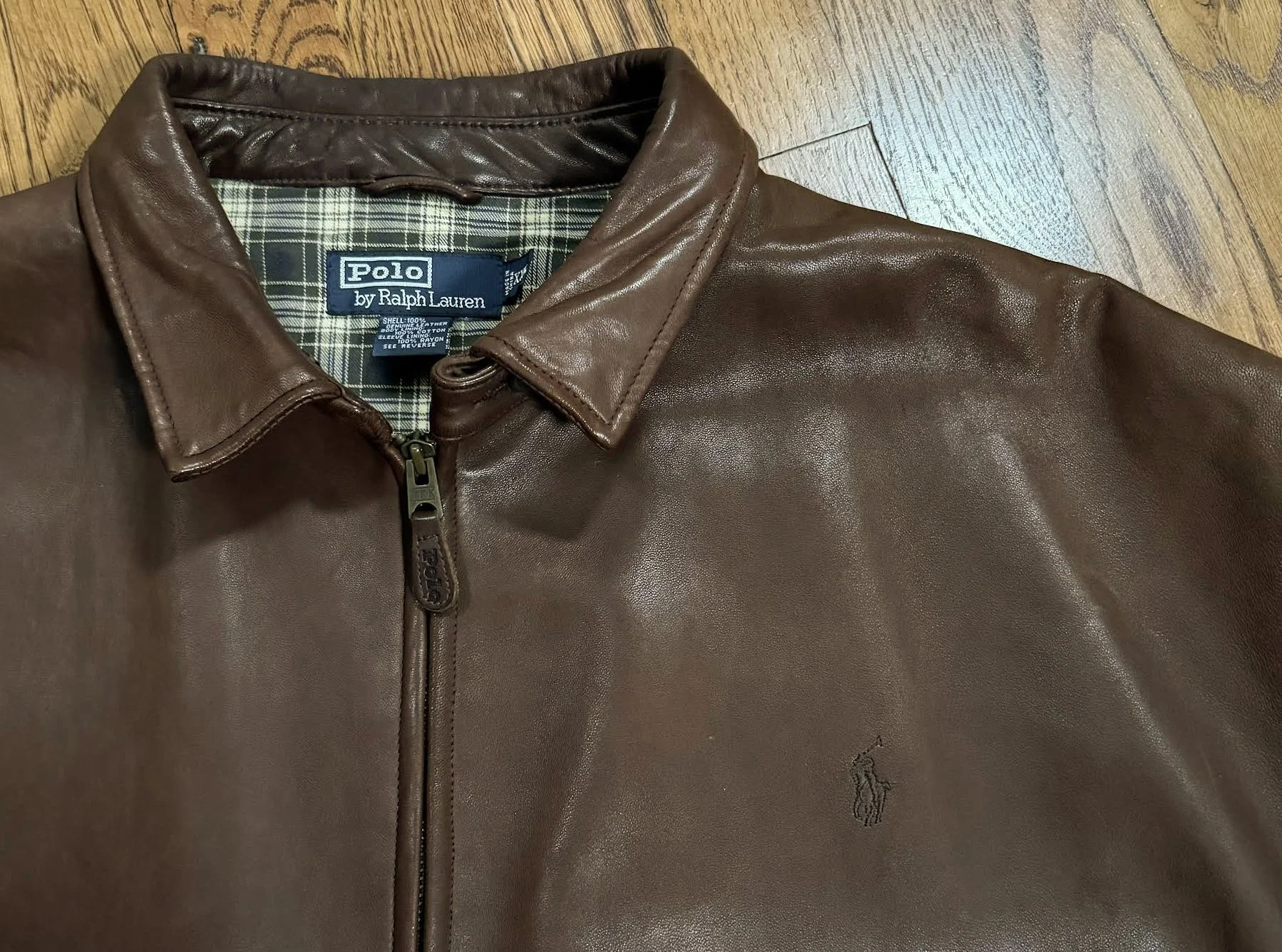 Vintage Polo Ralph Lauren Pony Brown Leather Jacket (Size XL